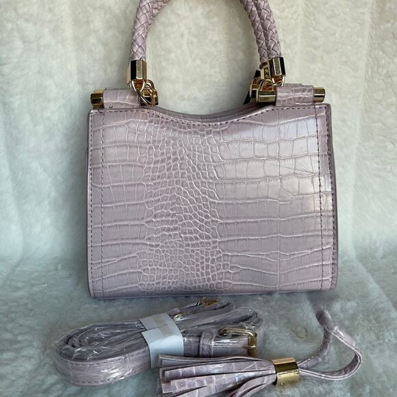 Brand New "bebe” Natalie Mini Satchel Crossbody Lavender Gold LOGO - Picture 3 of 8
